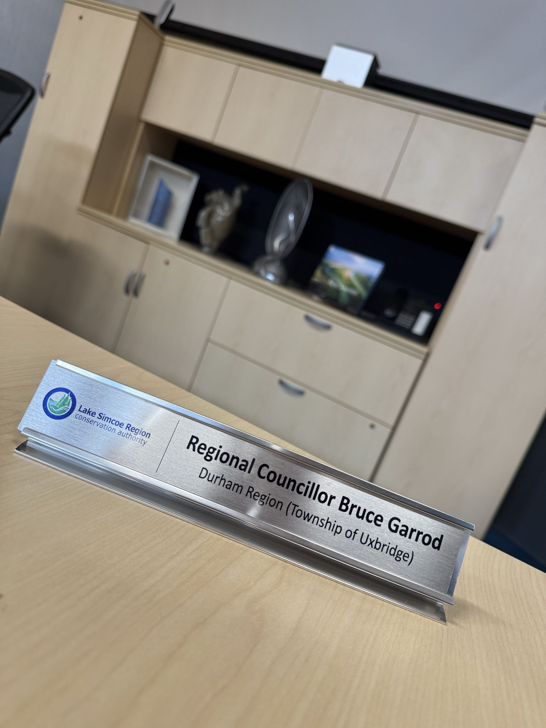 Bruce Garrod nameplate at Lake Simcoe Region Conservation Authority