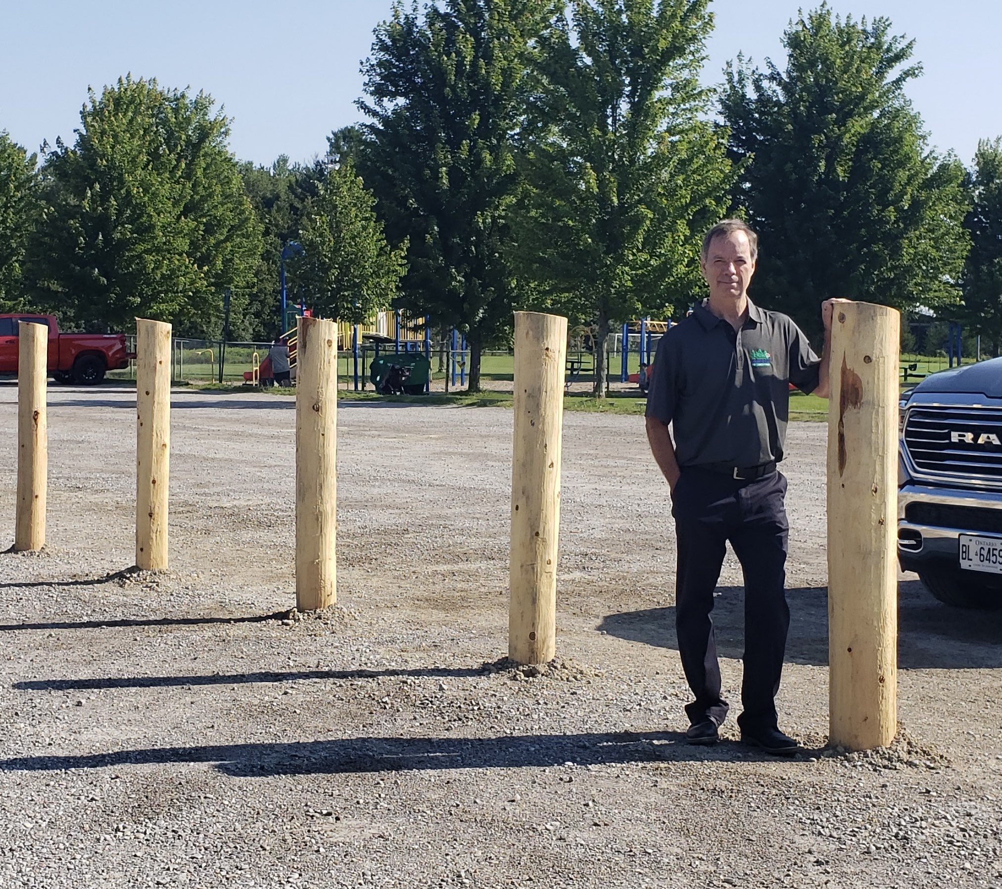 Bruce Garrod at Herrema Park with new bollards