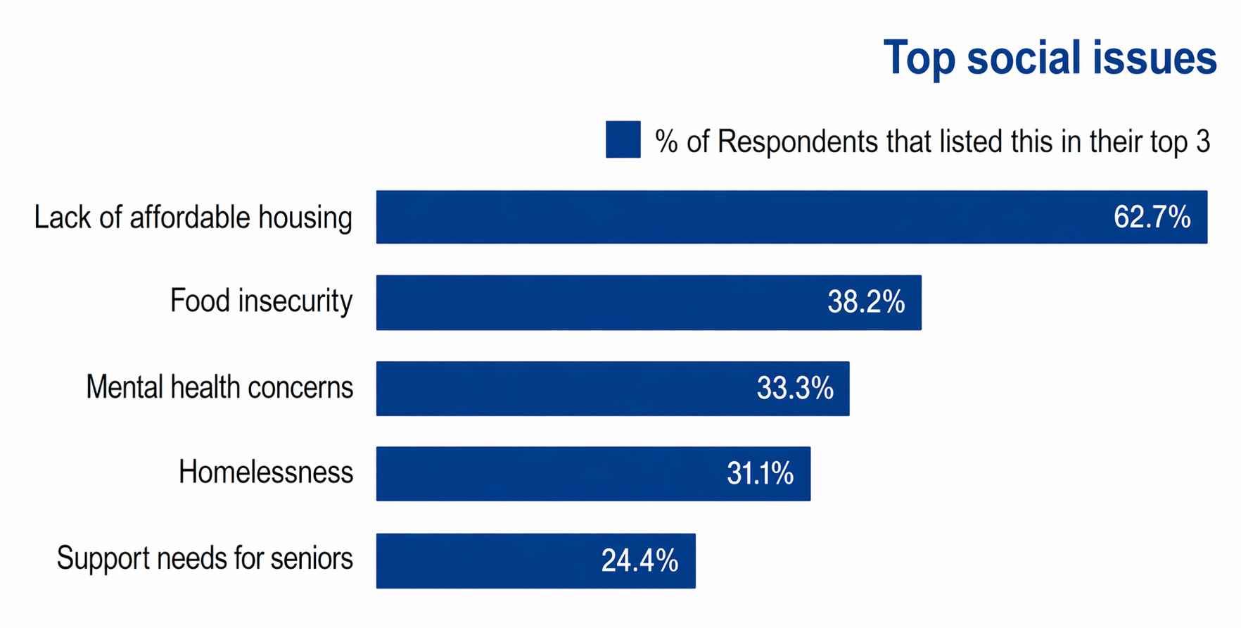 Community survey results on social issues priorities